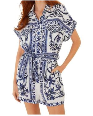 FARM Rio Short-Sleeved Jumpsuit - Blue