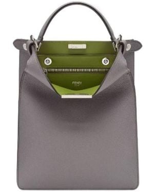Fendi Peekaboo X-Lite Small Tote Bag - Grey