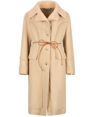 Ermanno Scervino Lapel Coat - Natural