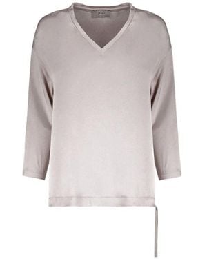 Herno Drawstring V-Neck Blouse - Gray