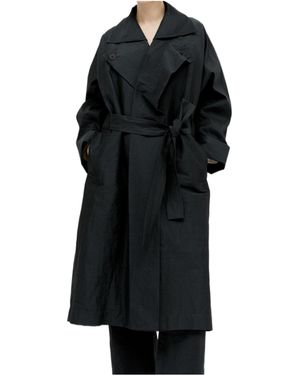 Issey Miyake Shaped Membrane Belted Maxi Coat - Black
