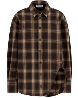 The Attico Diana Checked Long-Sleeve Shirt - Brown