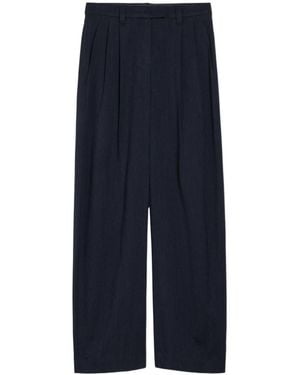 Brunello Cucinelli Herringbone Straight-Leg Stretch-Wool Trousers - Blue