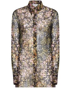 Dries Van Noten Fitted Jacquard Bias-Cut Shirt - Multicolor