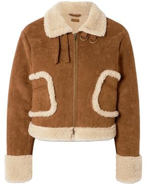 Mother Cropped Fleece Jacket - Brown