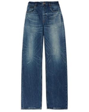 McQueen Button-Fastening Faded Jeans - Blue