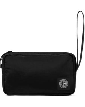 Stone Island Logo Wristlet Bag - Black
