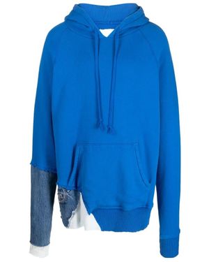 Greg Lauren Fragment Panelled Hoodie - Blue