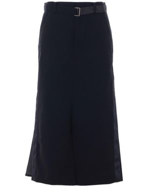 Sacai Belted Pleated Midi Skirt - Blue