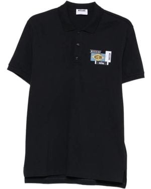 Moschino Logo-Patch Polo Shirt - Black