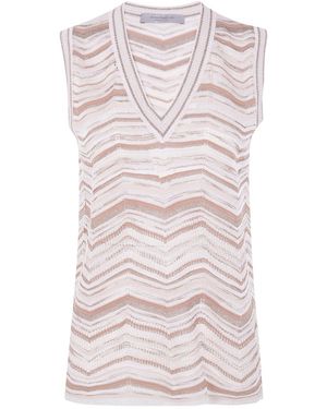 D.exterior Chevron Long Knitted Top - Multicolour