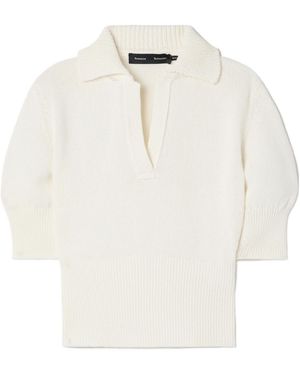 Proenza Schouler Cropped Cotton-Blend Polo Top - White