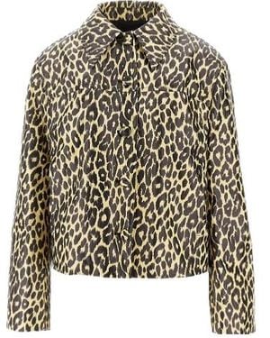 Jil Sander Leopard-Printed Long-Sleeved Jacket - Black