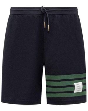 Thom Browne 4-Bar Striped Drawstring Track Shorts - Blue
