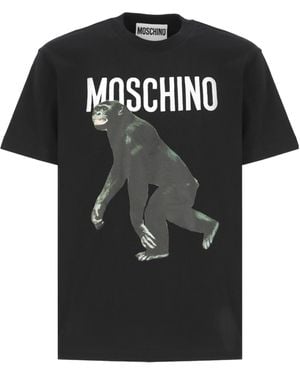 Moschino Logo Printed Crewneck T-Shirt - Black