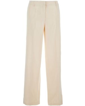 Pt Pantaloni Pt Torino Francoise Fluid Wide-Leg Trousers - Natural