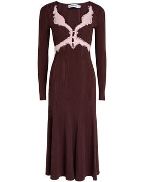 Self-Portrait Lace-Trim Knit Midi Dress - Purple