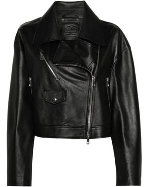 DESA NINETEENSEVENTYTWO Zip Detailed Leather Jacket - Black