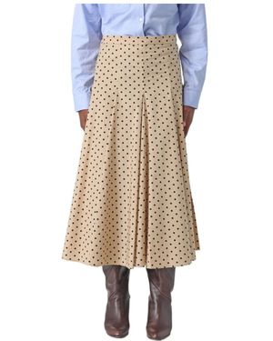 Max Mara Polka Dot Midi Skirt - Natural