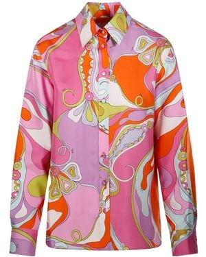 PUCCI Pucci Printed Button-Up Shirt - Red