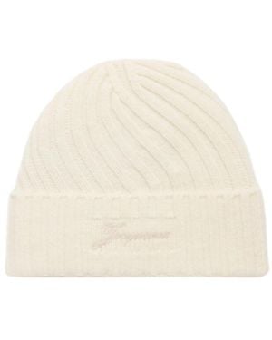 Jacquemus The Tourni Knit Beanie - White