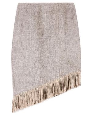Emporio Armani Heavy Linen Canvas Midi Skirt - Grey