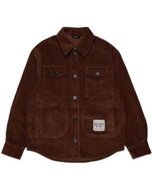 N°21 キッズ パッチポケット コーデュロイシャツ - Brown