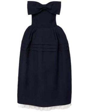 ShuShu/Tong Bow-Detail Wool And Silk Midi Dress - Blue