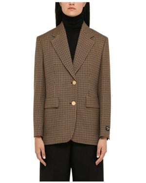 Prada Houndstooth Suit Coat - Brown