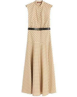 Max Mara Printed Poplin Shirt Dress - Natural