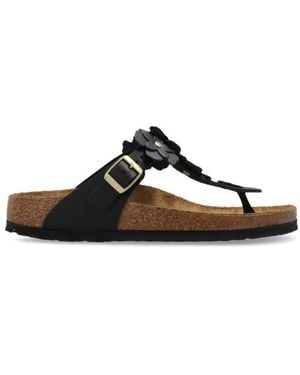 Birkenstock Gizeh Flower Embellishment Flip Flops - Brown