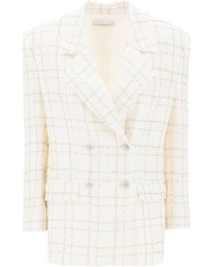 Alessandra Rich Checked Tweed Jacket - White