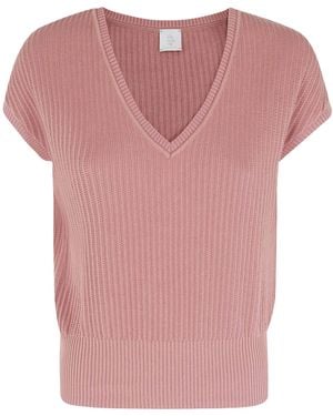 Eleventy Sleeveless V-Neck Top - Pink