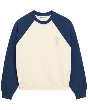 Ami Paris De Coeur Crewneck Knitted Sweatshirt - Blue