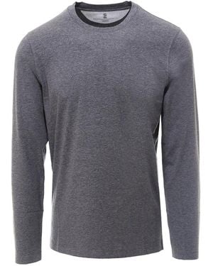 Brunello Cucinelli Long-Sleeved Crew-Neck T-Shirt - Blue