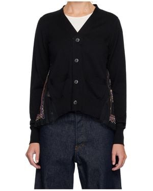 Sacai Paisley Panel Cardigan - Black