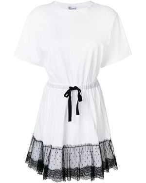 RED Valentino Lace Waist Umbrella Pendulum T-Shirt Dress - White