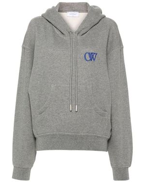Off-White c/o Virgil Abloh Embroidered-Logo Cotton Hoodie - Grey