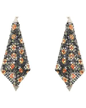 Rabanne Floral-Print Chainmail Earrings - Metallic