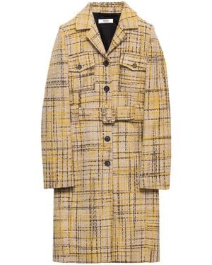 Prada Single-Breasted Tweed Coat - Natural
