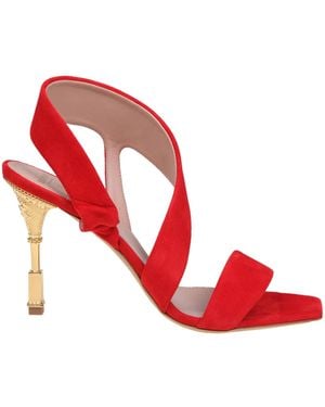 Balmain Logo Engraved Heeled Sandals - Red