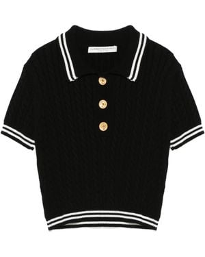 Alessandra Rich Braided Polo Shirt - Black