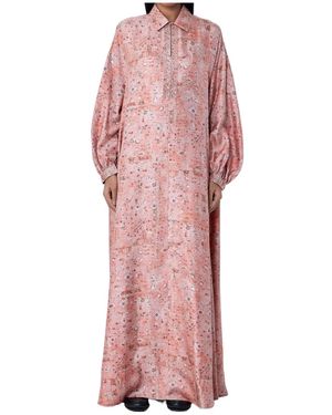 Max Mara Embelished-Collar Printed Dress - Pink