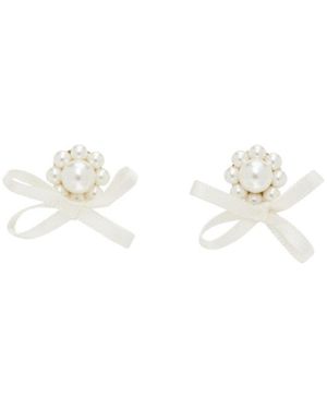 Simone Rocha Daisy Embellished Earrings - White