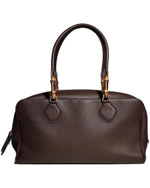 Gucci Large Bamboo Boston Bag - Brown