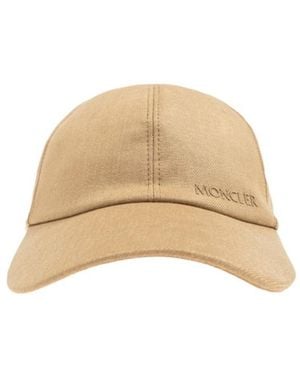 Moncler Logo Embroidered Curved Peak Cap - Natural