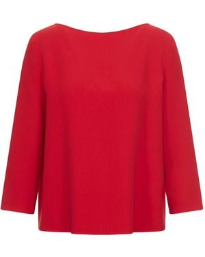 Emporio Armani Neck Threequarter Sleeve Top - Red