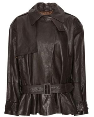 ROTATE BIRGER CHRISTENSEN Oversized Biker Jacket - Brown