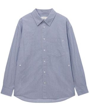 DUNST Striped Button-Up Shirt - Blue