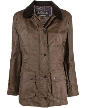 Barbour Collared Waxed Raincoat - Brown